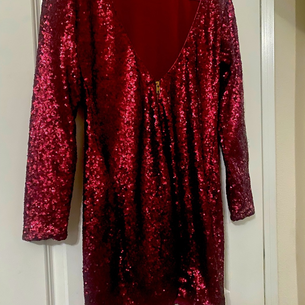 Red Sequin Mini Dress